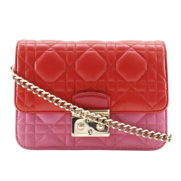Dior ChainShoulder Shoulder Bag S0252OTRI M79D Canage 2-way clutch Red/pin - Picture 1 of 13